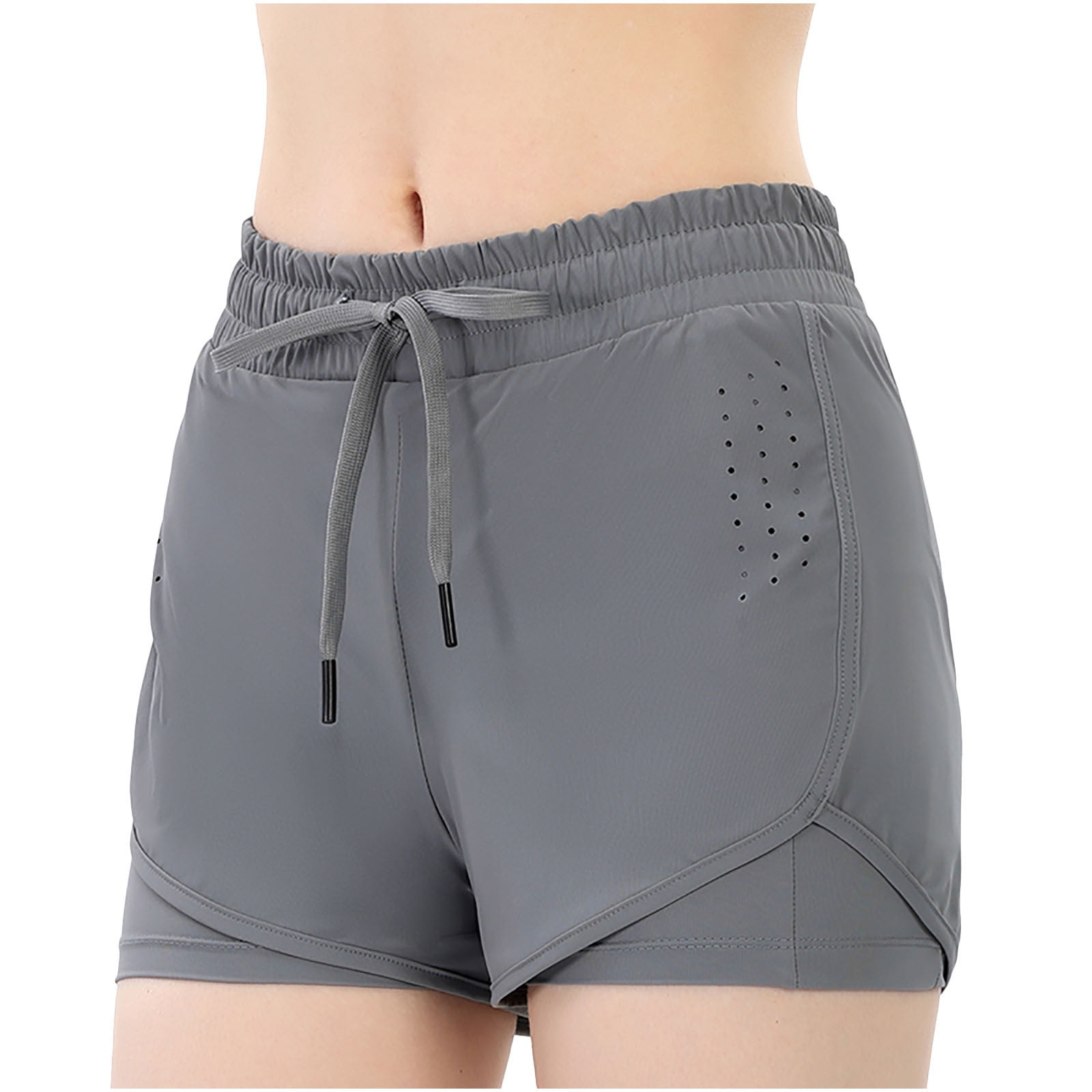 Summer Shorts Saving! Funicet Woman Workout Shorts Lightweight Sports Shorts  Fitness Casual Loose Breathable Quick Dry Athletic Shorts Gray L 