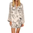 thumbnail image 1 of Summer Shorts Sets Casual Beach Stylish Printed Long Sleeve V Neck Loose Shirt Shorts Suit Summer Outfits For Women Black L, 1 of 7