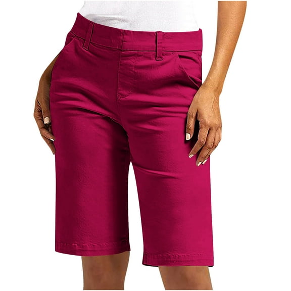 Summer Shorts Sevevn Fashion Women's Summer Casual Twill Solid Color Shorts With Pocket Half Shorts Pants