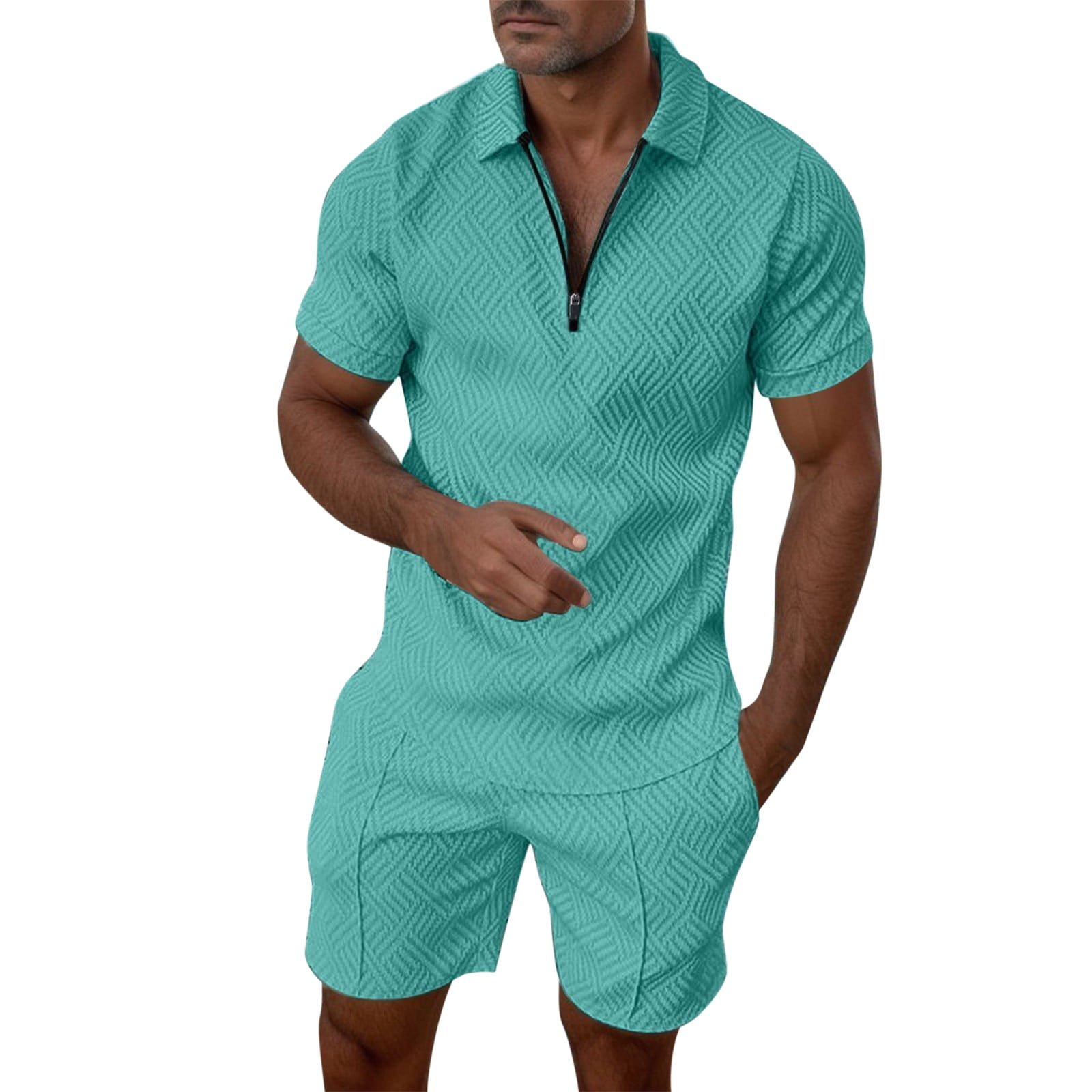 Summer & Shorts Shirts Beach Short 2Piece Sleeve Men’s Pants Sets Men ...