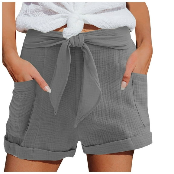 Summer Shorts for Women, Athletic Shorts for Women,Women's Summer Sports Shorts Lightweight Casual Muslin Trousers High Waist with Pockets Elastic Beach Wear Trending Fashion Short Pants