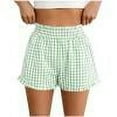 thumbnail image 1 of Summer Shorts For Women Gingham Elastic Waist Floral Pleated Short Pants Spring Summer Beach Fashion Casual Leisure Loungewear Workout Shorts Under $6, 1 of 6
