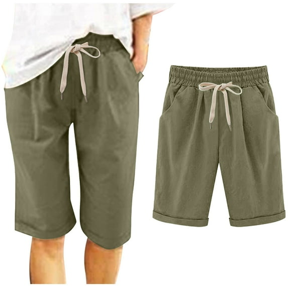 Summer Shorts for Women, Plus Size Athletic Shorts for Women,Stylish Women's Casual Shorts High Waist Loose Fit Double Layered Pleated Hem Straight Leg Sports Pants for Everyday Wear