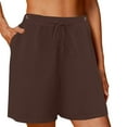 thumbnail image 1 of Summer Shorts for Womens Plain Elastic Waist Short with Pockets Cotton Linen Casual Bermuda Short Drawstring Straight Leg Lounge Short Loose Pants Lightweight Beach, 1 of 2