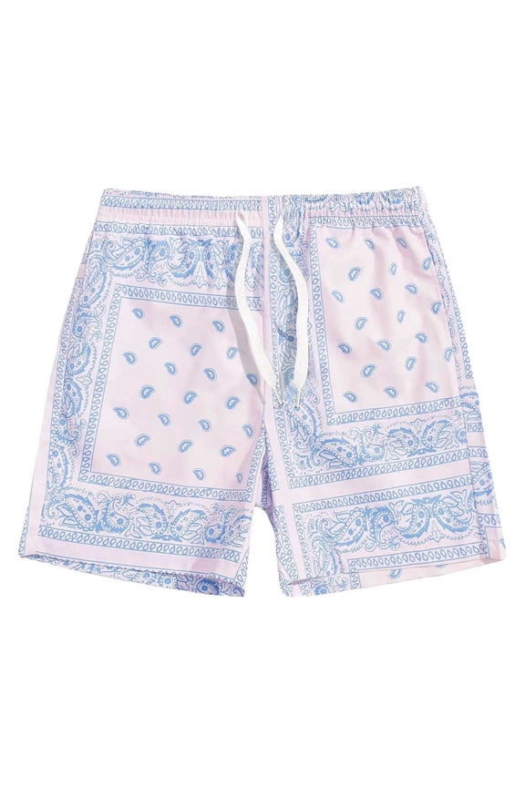 Summer Shorts for Men Men's Paisley Shorts Drawstring Bandana Print Casual Workout Athletic Basketball Beach Boxing Summer Shorts