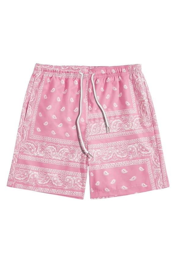 Summer Shorts for Men Mens Paisley Shorts Workout Boxing Running Shorts Bandana Boho Lightweight Drawstring