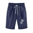 thumbnail image 1 of Summer Shorts for Women Casual Printed Elastic High Waist Drawstring Knee Length Shorts with Pockets Ladies Clothes, 1 of 3