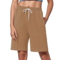 thumbnail image 1 of Summer  Shorts for Women Drawstring Waist Athletic Gym Shorts Casual Loose Running Shorts with Pockets light brown Medium, 1 of 5