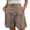 thumbnail image 1 of Summer Shorts for Women Elastic High Waist Wide Leg Pleated Pants Casual Loose Fit Bermuda Shorts Beach Vacation Outfits, 1 of 8