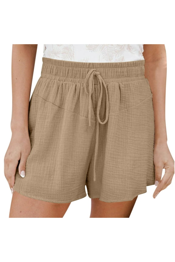 Summer Shorts for Women Elastic High Waisted Drawstring Wide Leg Shorts Loose Comfy Beach Walking Lounge Shorts Ladies Clothes