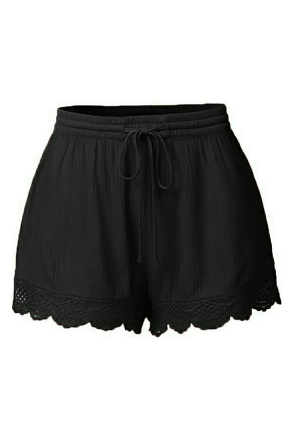 Summer Shorts for Women Fashion Lace Rope Tie Hot Beach Clothing Women,Black,M