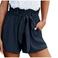 thumbnail image 1 of Besolor Summer Shorts for Women High Waisted Ruffle Bow Tie Wide Leg Shorts Casual Loose Flowy Lounge Shorts with Pockets, 1 of 8