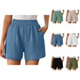 thumbnail image 1 of Summer Shorts for Women Lightweight Elastic High Waisted Loose Casual Crinkle Beach Shorts with Pockets, 1 of 9