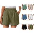 thumbnail image 1 of Summer Shorts for Women Lightweight Elastic High Waisted Loose Casual Crinkle Beach Shorts with Pockets, 1 of 9