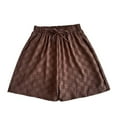thumbnail image 1 of Summer Shorts for Women Plaid High Waisted Drawstring Wide Leg Shorts Casual Loose Comfy Lounge Pants Women Clothes, 1 of 5