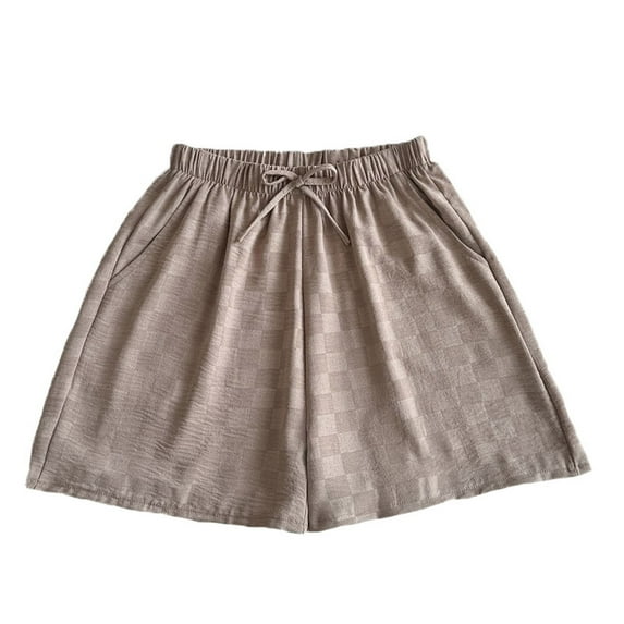 Summer Shorts for Women Plaid High Waisted Drawstring Wide Leg Shorts Casual Loose Comfy Lounge Pants Women Clothes