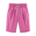 thumbnail image 1 of Summer Shorts for Women Plus Size Cotton Linen Pants Casual Drawstring Fashion Half Short Pants, 1 of 6
