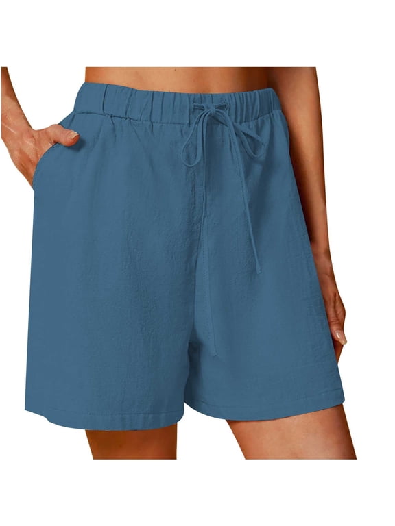 Shorts for Women Drawstring Comfy Elastic Waist Shorts Summer Pull On Short With Pockets S-5XL