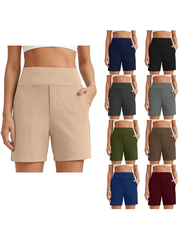 Summer Shorts for Women Sleek Solid Flex Yoga Shorts Fitness Casual Wear Lightweight Stretchy Gym Navy M