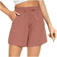 thumbnail image 1 of Summer Shorts for Women Tie Elastic High Waisted Wide Leg Shorts Solid Casual Lounge Pants with Pockets, 1 of 6