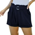 thumbnail image 1 of Summer Shorts for Women Tie Elastic Waist Solid Comfy Folded Hem Shorts Casual Loose Lounge Shorts with Pockets, 1 of 6