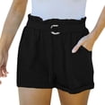 thumbnail image 1 of Summer Shorts for Women Tie Elastic Waist Solid Comfy Folded Hem Shorts Casual Loose Lounge Shorts with Pockets, 1 of 7