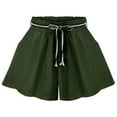 thumbnail image 1 of Summer Shorts for Women Trendy Elastic Waist Wide Leg Shorts Solid Casual A Line Loose Comfy Lounge Pants with Belt, 1 of 3