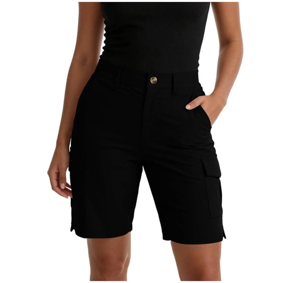 Summer Shorts for Women Work Short with Elastic Waistband Button Closure Zippered Pockets for Hiking Outdoor Activities and Beach Vacations