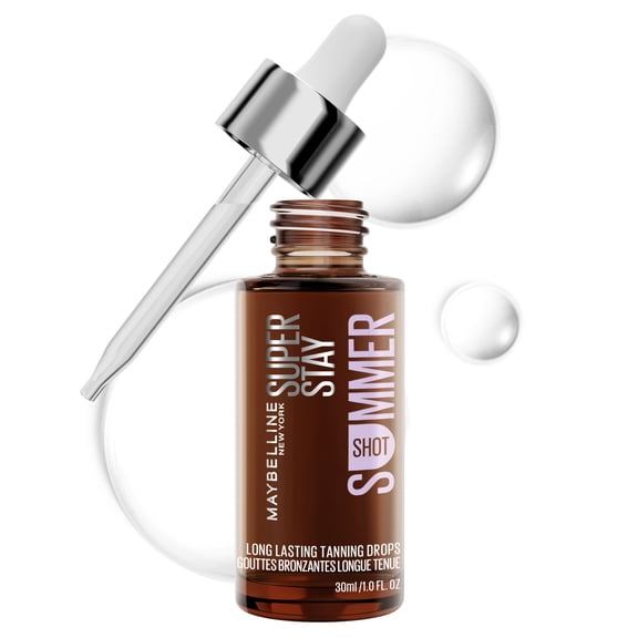 Maybelline Super Stay Summer Shot Long-Lasting Tanning Drops with Hyaluronic Acid, Summer Tan, 1 fl oz
