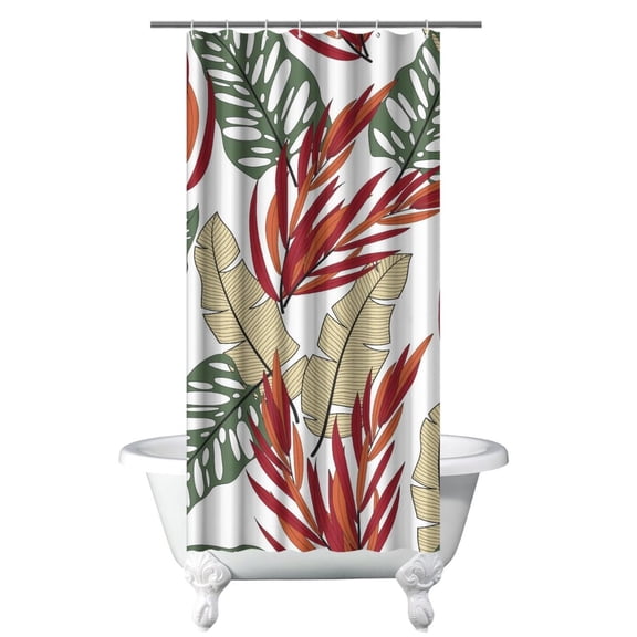 Summer Shower Curtain Hawaiian Floral Waterproof Bathroom Drapes 36x72 Inch Machine Washable Quick Dry with Metal Grommets