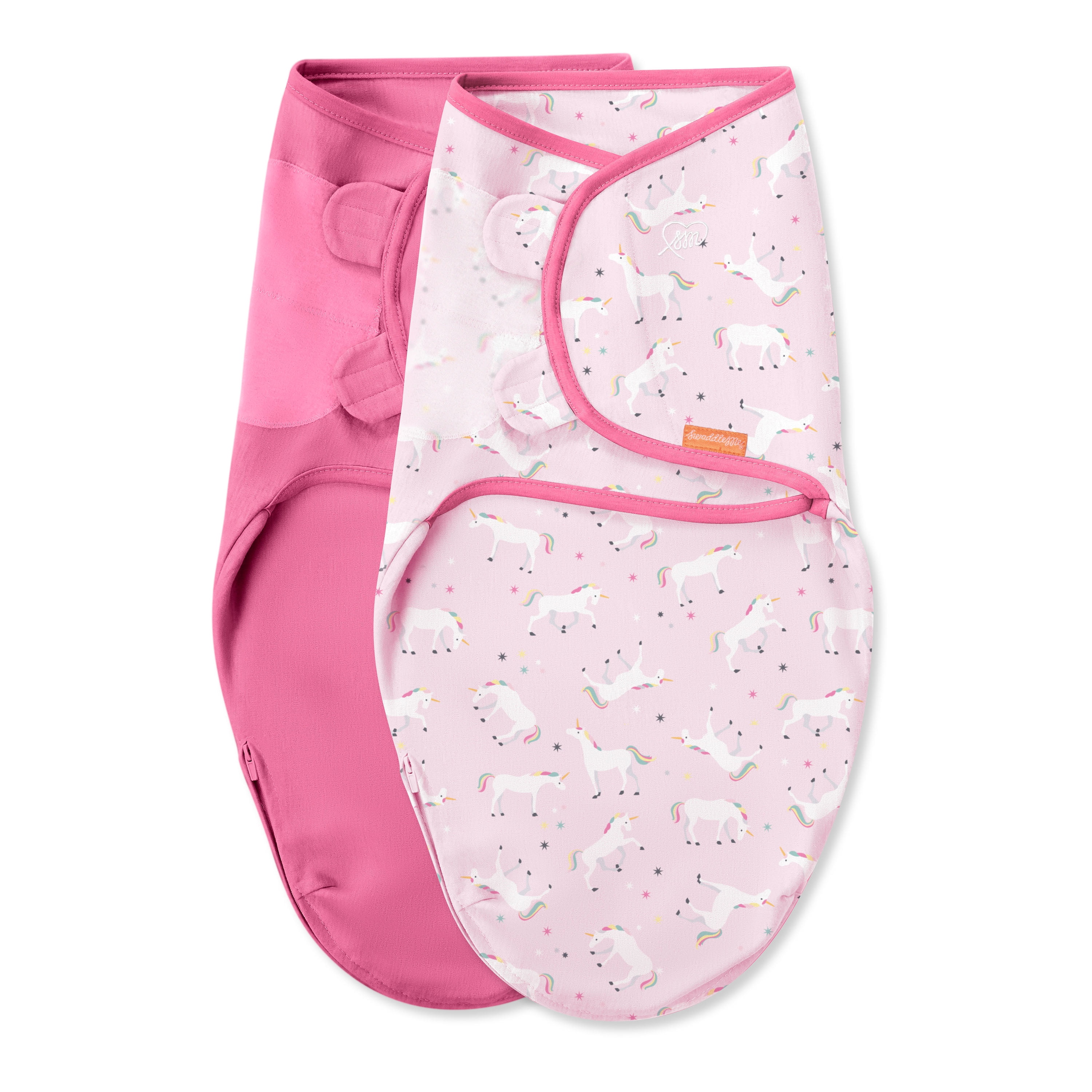 SwaddleMe Easy Change Swaddle, 2-Pack, Small/Medium, 0-3 months, Pink Unicorns