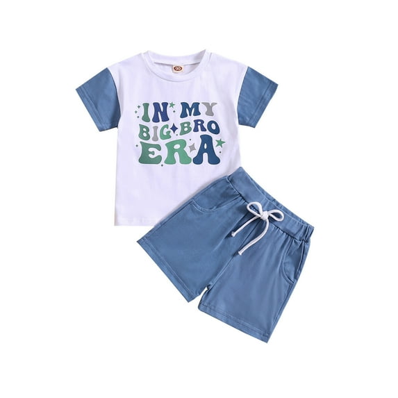 Summer Simple Style Toddler Boys Short Sleeve Prints T Shirt Tops Shorts Child Kids 2Pc Set Outfits Children's Clothes Cute Leisure Holiday Wear