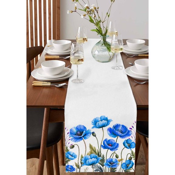 Summer Simple Tropical Leaves Table Runner 13x36in Non-Slip Cotton Linen Table Runners, Watercolor Palm Leaf Dresser Scarves TableRunner for Dinner Kitchen Dining Wedding Party