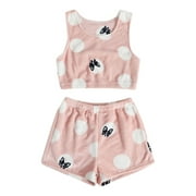 ZRBYWB Summer Simple Women Shorts Suit Dog Print Pyjamas Womens Flannel Sleepwear Christmas Short Pajamas Set