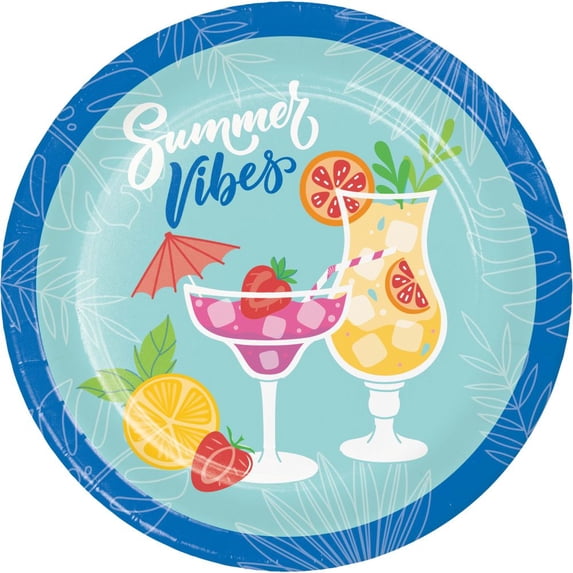 Summer Sippin Summer Vibes 7-inch Paper Plates 8 Per Pack