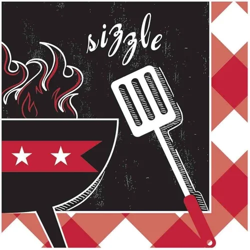 Summer Sizzle Grill Master Cookout Bbq Cook Theme Party Paper Beverage Napkins
