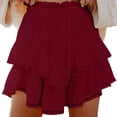 thumbnail image 1 of Summer Skirt Flowy Short Skirt for Women Casual Boho Ruffle Tiered Skorts High Waist Mini Skirts Cute Ruffle Mini Skirt Boho Skirt Wine XXL, 1 of 5