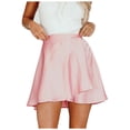 thumbnail image 1 of Summer Skirt Saving! Jerdar Women's Casual Solid High Waist Satin Lace-up Short Skirt Pink XL, 1 of 5