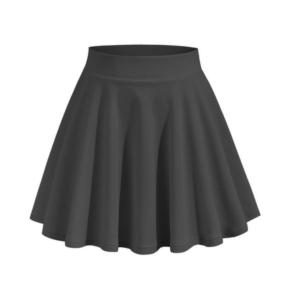 Summer Skirt Saving! Jerdar Women's Casual Solid High Waist Short Swing Skirt Black L