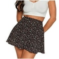 thumbnail image 1 of Summer Skirt Saving! Jerdar Women's Floral High Waist Mini Skirt Chiffon Zipper A-Line Short Skirt Black L, 1 of 5
