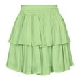 thumbnail image 1 of Summer Skirt Saving! Jerdar Women's Solid Color Dress High Waist Cute Elastic Band Ruffle Double Layer Cupcake Skirt Green M, 1 of 5