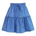 thumbnail image 1 of Summer Skirt for Women Elastic High Waist Ruffle Tiered Short Skirt Drawstring Soild Casual A-Line Swing Mini Skirt, 1 of 1
