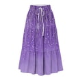 thumbnail image 1 of Summer Skirts for Women Elasticated Waist Long Pleated Skirt Leisure Swing Flowy Vacation Skirt with Pocket Print Wrinkles Middle Below The Knee Skirt, 1 of 5