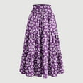 thumbnail image 1 of ZunFeo Summer Skirts for Women Elastic High Waisted Floral Boho Skirts Ruffles A-line Prairie Skirt for Vacation Beach Purple XL, 1 of 4