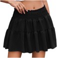 thumbnail image 1 of Summer Skirts for Women 2025 Vacation Flowy Pleated Tulle Ruffle Elastic Waist A-Line Casual Short Skirt, 1 of 8