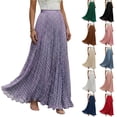 thumbnail image 1 of Summer Skirts for Women Comfort Waist Polka Dots A Line Skirts Casual Beach Vacation Maxi Skirts, M, 1 of 4