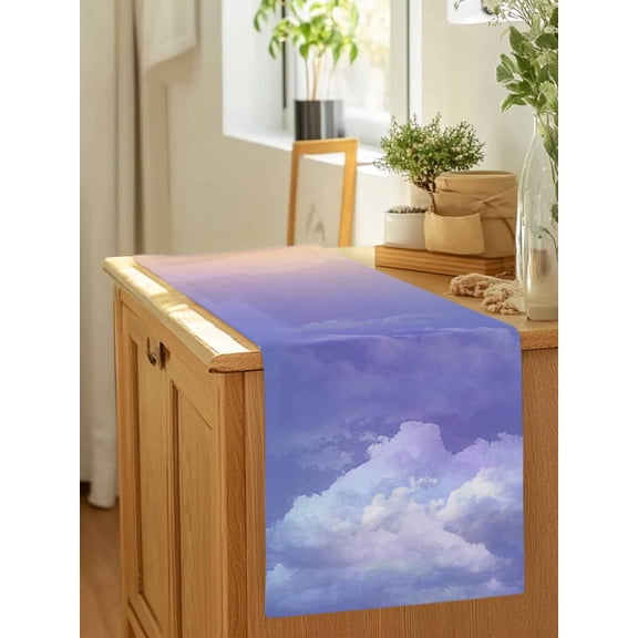 Summer Sky Sunset Pink Gradient Clouds Table Runner 36 Inches Long,Kitchen Dining Tablerunners Romantic Purple Cloud Linen Table Runners Dresser Scarves for Home Dinner Wedding Holiday Party Decor