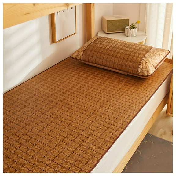 Summer Sleeping Mat, Bamboo Mat Bed Sleeping Pad Bamboo Foldable Summer Cooling Sleeping Mat, Smooth Breathable for Bed Sofa Floor Chair