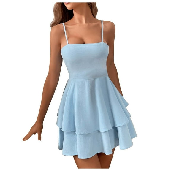 Summer Sleeveless Backless Bow Knot Dress For Women Solid Color Casual Midi A Line Cake Dress With Elegant Neckline