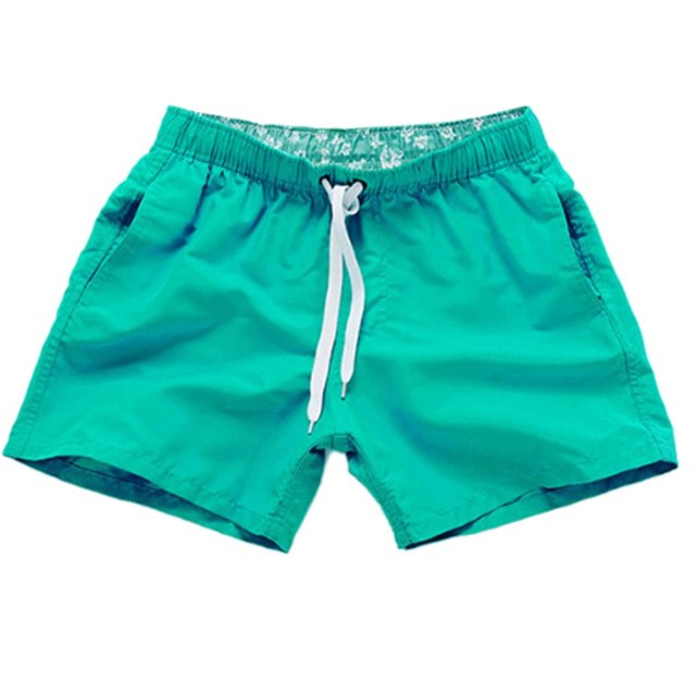 Summer Sleeveless Beach Swimsuit for Men Green Pure Color Splice Stripe